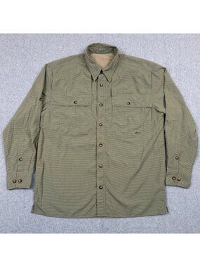 Orvis Mens Shirt Medium Avocado Green Vented Mesh Fishing Outdoor Long Sleeve